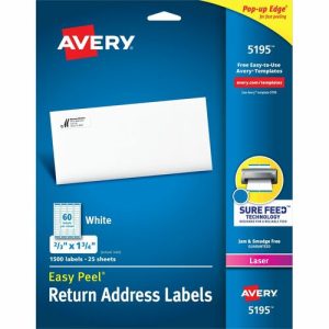 Avery  Laser Labels, Mailing, 2/3"x1-3/4", 1500/BX White