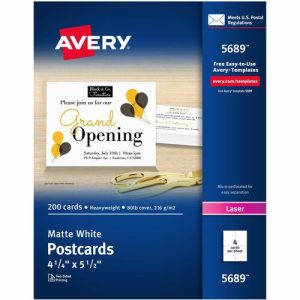 Avery Laser Postcards, Perforated, 5-1/2"x4-1/4", 200/BX, White