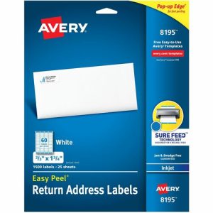 Avery  Return Address Label, Inkjet, 2/3"x1-3/4", 1500/PK, White