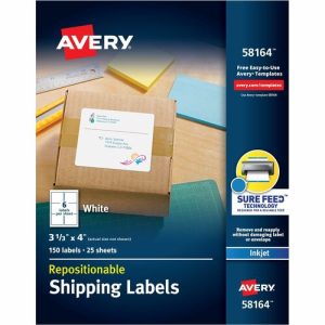 Avery  Inkjet Labels, Shipping, Repositionable,3-1/3"x4",150/PK,WE