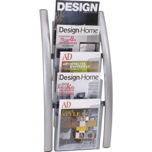 Alba, Inc  Wall Rack,f/Literature, 5 Pocket,4.33"x12.99"x27.56", GY