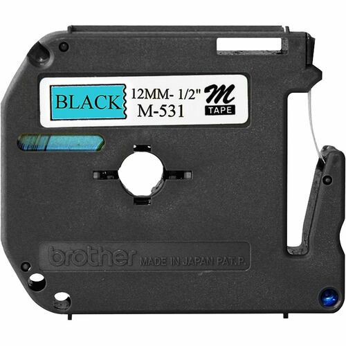 Brother Labeling Tape, Nonlaminated, 1/2" Size, Black/Blue