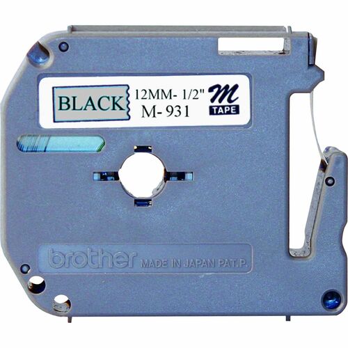 Brother Labeling Tape, Nonlaminated, 1/2" Size, Black/Silver