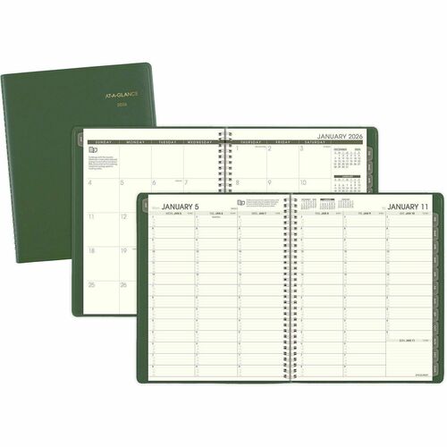 AT-A-GLANCE Weekly/Monthly Appt Book,12-Mth Jan-Dec,8-1/4"x10-7/8",GN