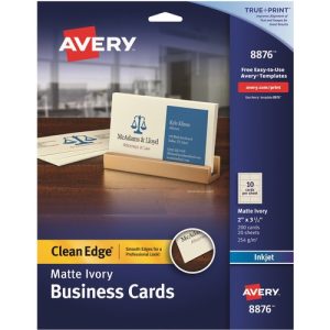 Avery  Business Cards,Inkjet,2-SIded,3-1/2"x2",200/PK,5PK/CT,Ivory