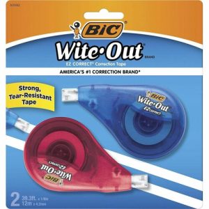 Bic Correction Tape, 1/5"x39.4', Single Line, 2/PK, White