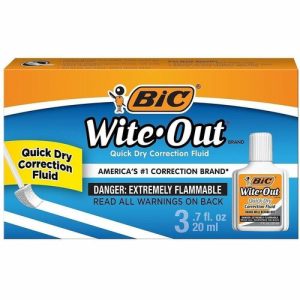 Bic  Correction Fluid, Quick Dry Formula, 20ml, 3/PK, White