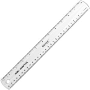 Acme United Corporation Ruler, Non-Shatter, 12", Clear