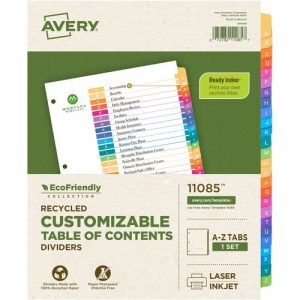 Avery  Table Contents Dividers,Recycled,A-Z Tab,11"x8-1/2",Multi