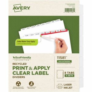 Avery  Laser/Inkjet Dividers, 8-Tab, 5 Sets/PK, 11"x8-1/2",WE