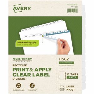 Avery  Laser/Inkjet Dividers, 12-Tab, 5 Sets/PK, 11"x8-1/2",WE