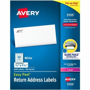 Avery  Laser Labels, Mailing, 2/3"x1-3/4", 6000/BX, White