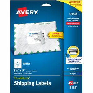 Avery Inkjet Labels, Shipping, Permanent, 3-1/2"x5", 100/PK, WE