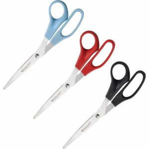 Acme United Corporation All Purpose Scissors, 8" Straight, 3/PK, Assorted