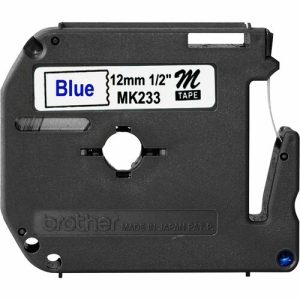 Brother  Labeling Tape, Nonlaminated, 1/2" Size, Blue/White