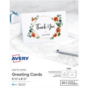 Avery  Greeting Cards, Inkjet, 5-1/2"x8-1/2", 20/BX, Matte White