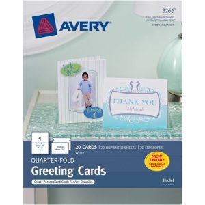 Avery  Quarter-Fold Card, 4-1/4"x5-1/2", 20 Cards/PK, White
