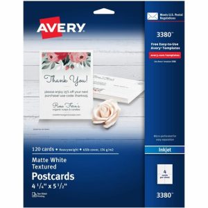Avery  Post Cards,Textured,Card Size 4-1/4"x5-1/2",Matte,120/BX,WE