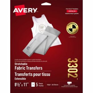 Avery  Iron-On Fabric Transfer Sheets, 8-1/2"x11", 5/PK. 6PK/CT