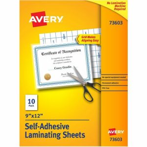 Avery  Self Adhesive Laminating Sheets, 9"x12", 10/PK, Clear
