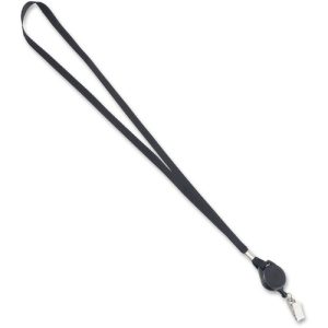 Advantus Corp. Lanyards, w/ Badge Clip, Retractable, 36", 12/BX, Black