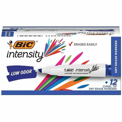 Bic Markers, Dry-erase, Low-odor, Chisel, Blue