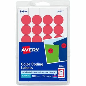 Avery  Removable Labels, 3/4" Round, 1008/PK, Red