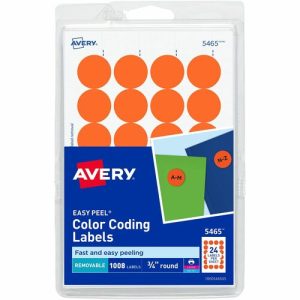 Avery  Removable Labels, 3/4" Round, 1008/PK, Orange