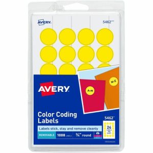 Avery  Removable Labels, 3/4" Round, 1008/PK, Yellow