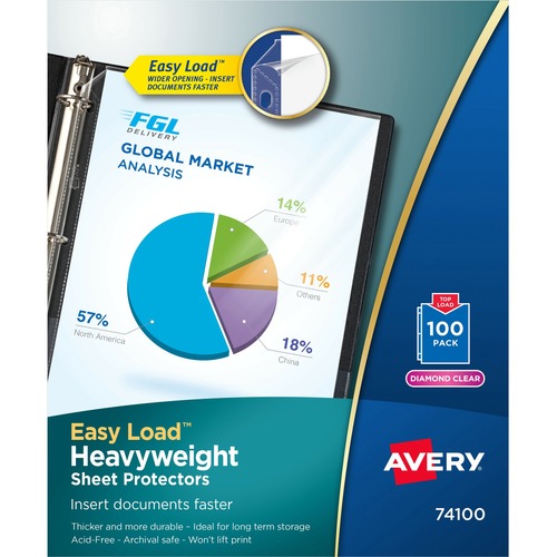 Avery Sheet Protector, Hvyweight,11"x8-1/2", 100/BX, Clear