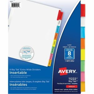 Avery  Extra Wide Insertable Dividers,Big Tab,11"x9", 8 Tab/ST, MI