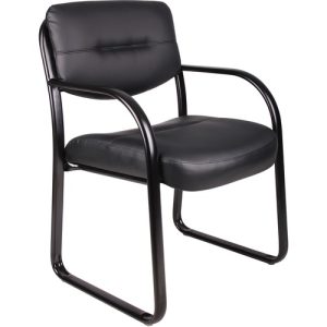 Boss Office Products  Chair,Guest,w/Arms,Leather,23"x24-1/2"x34-1/2",BK