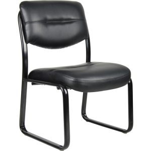 Boss Office Products  Chair,Guest, No Arms,Leather,23"x24-1/2"x34-1/2",BK