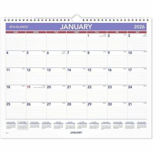 AT-A-GLANCE  Monthly Wall Calendar, 1MPP, 12-Month, Jan-Dec, 15"x12"