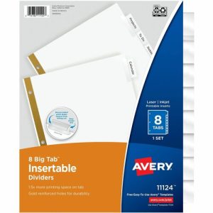 Avery  Insertable Dividers,11"x8-1/2",8-Tab,1 ST,CL / WE Paper