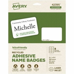 Avery  Labels, Name Badges, 2-1/3"x3-3/8", 160/PK, White