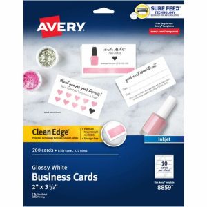 Avery  Business Cards,Inkjet,2-Sided,Glossy,2"x3-1/2",200/PK,WE