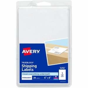 Avery  Shipping Labels, Laser/Inkjet, 4"x6", 20 Labels/PK, White