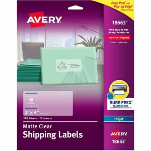 Avery  Inkjet Mailing Labels, 2"x4", 100/PK, Clear