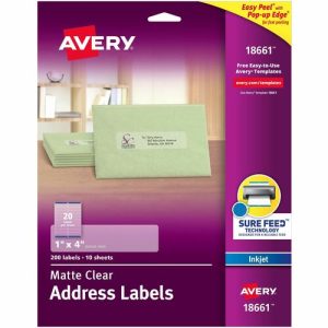 Avery  Inkjet Mailing Labels, 1"x4", 200/PK, Clear