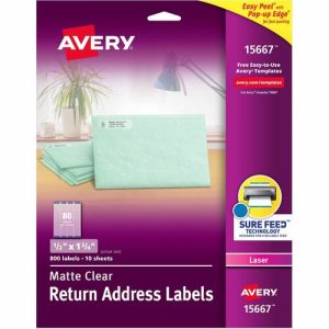 Avery  Laser Labels, Mailing, 1/2"x1-3/4, 800/PK, Clear