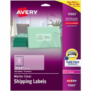 Avery  Laser Labels, Mailing, 2"x4", 100/PK, Clear