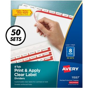 Avery  Index Maker, Laser, Punched, 8-Tabs, 50 ST/BX, 8-1/2"x11",CL