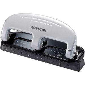 Accentra, Inc.  3-Hole Punch, 20 Sht Cap., Black/Silver