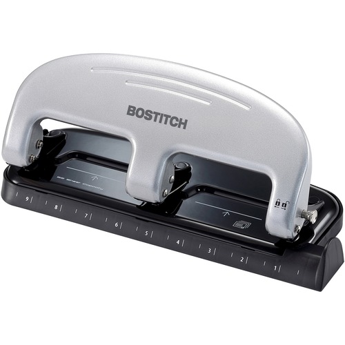 Accentra, Inc. 3-Hole Punch, 20 Sht Cap., Black/Silver