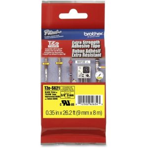 Brother  Label Tape,Xtra-Strength,f/P-touch,0.35"x26.2',BlackonYellow