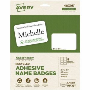 Avery  Labels, Name Badges, 2-1/3"x3-3/8", 80/PK, White