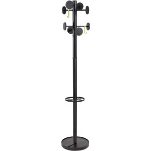 Alba, Inc  Coat Rack,10 Pegs,w/Umbrella Stand,14"Dia Base,68.9"H,BK