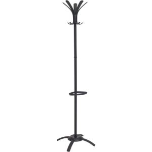 Alba, Inc  Coat Stand, 10 Coat Pegs/4 Umbrella Holder, 68"H, Black