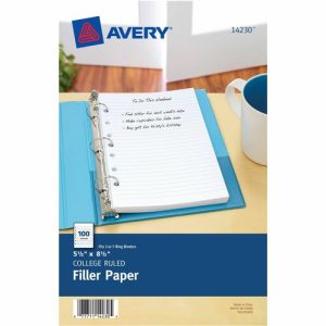 Avery  Filler Paper, College Ruled, 5-1/2"x8-1/2",100/PK, White